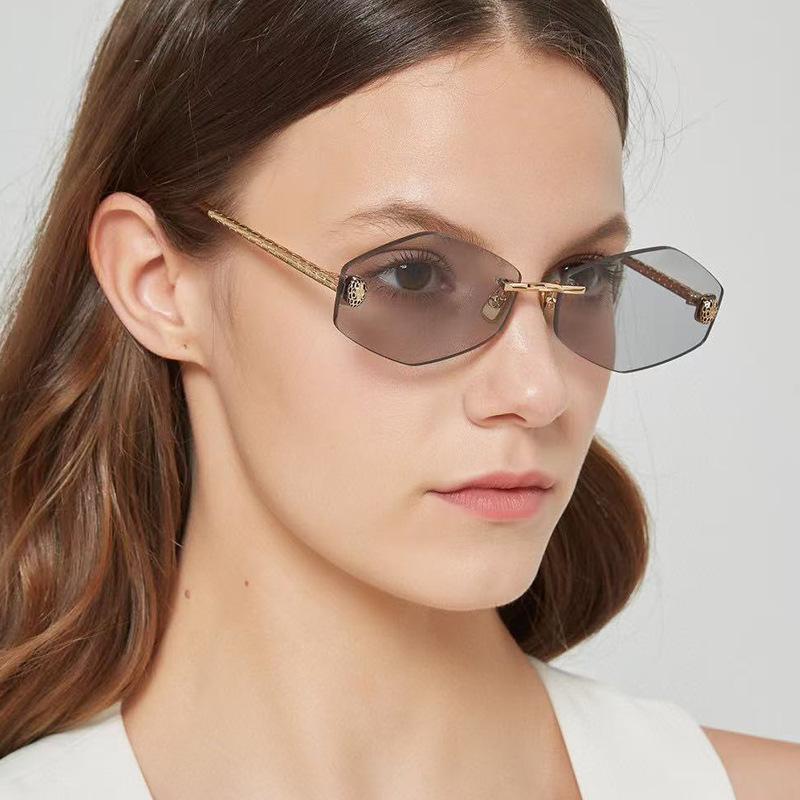 Snakehead rhombus sunglasses rimless trimmed new irregular retro sunglasses sunscreen sunglasses women
