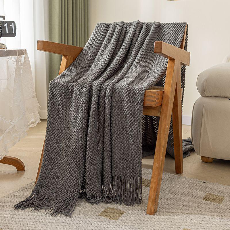 G5Z Luxuriöses Wollsofa & Nickerchen-Decke - Einfarbige, Ins-Stil, Schal-Überwurf, Bettende-Dekoration