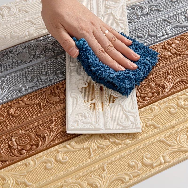 1PC 2.3m/90.55inch 3D Wall Trim Line Skirting Border Self Adhesive Waterproof Baseboard Wallpaper Wall Sticker For Room Home Dec