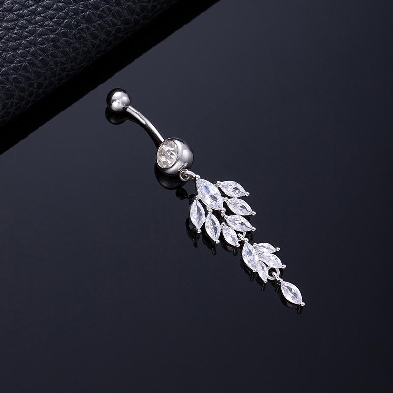 Piercing per Ombelico Microstone Chiodi per Ombelico Vento Farfalla Amore Anello per Ombelico Stella Luna Fiore Femminile Fibbia per Ombelico