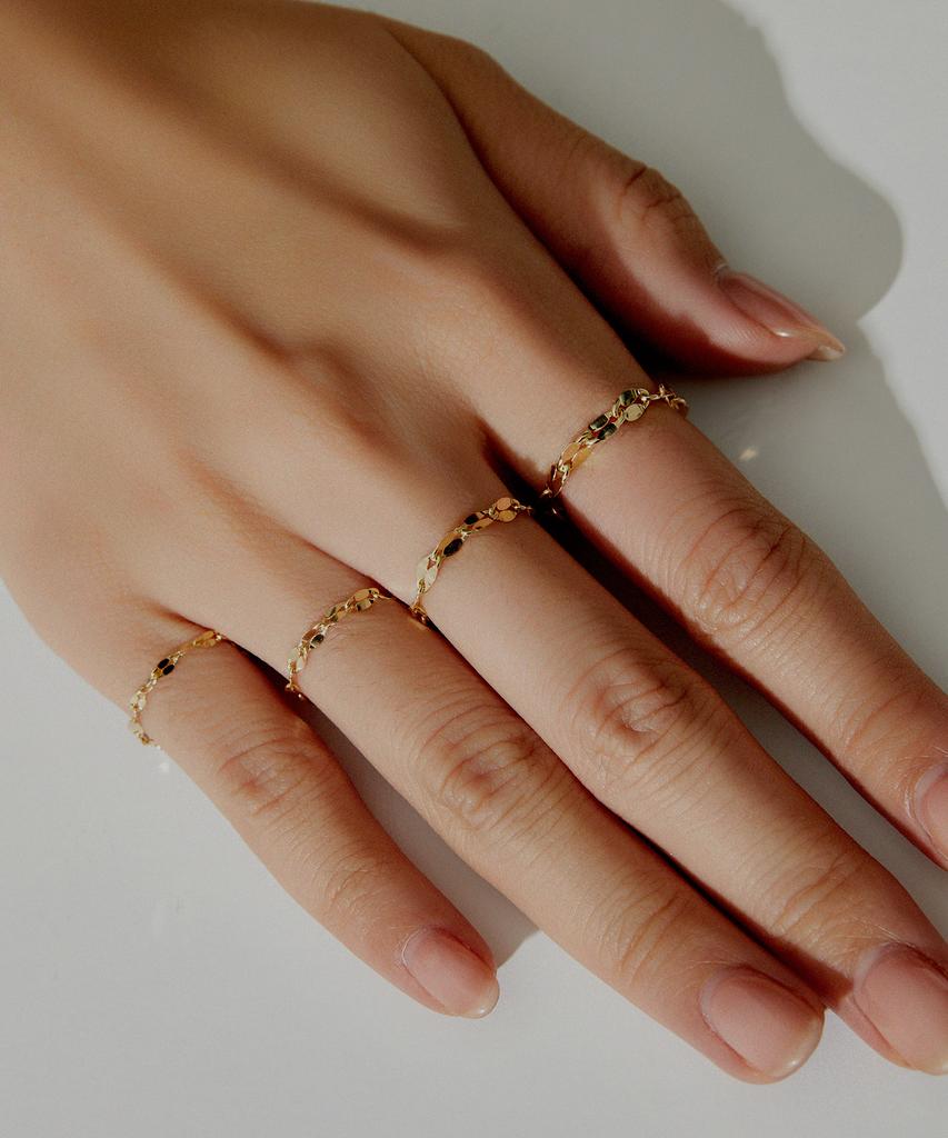 Helene Jewelry 14K Almond Chain Ring