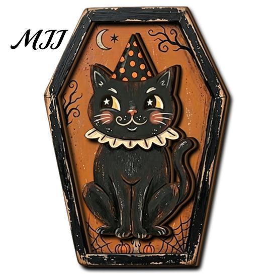 Hanging Decorations for Home Vintage Halloween Wooden Decor, Coffin-Shaped Tabletop Ornaments, Freestanding & Gifts Lovers Ornament Mantel Shelf Porch