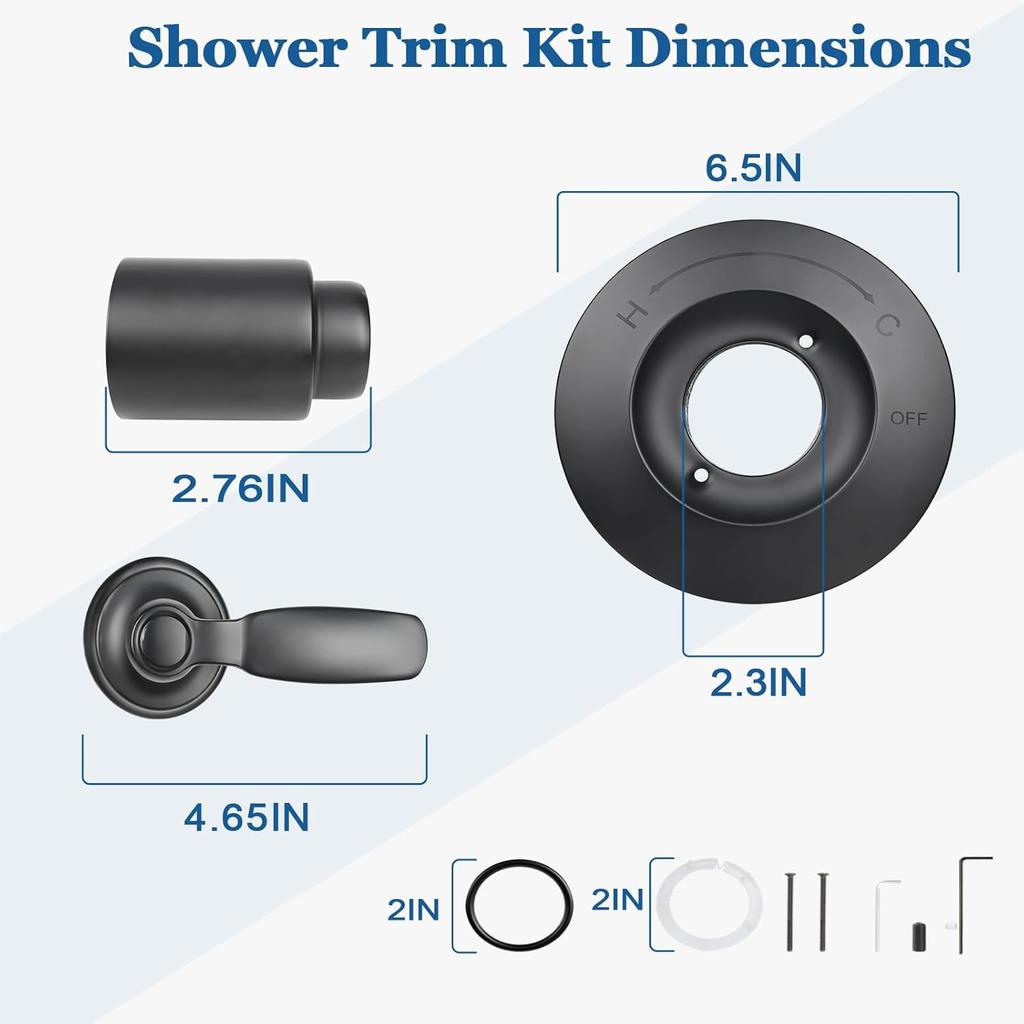 T14032-BL Matte Black Shower Handle, Metal, Compatible with Delta Shower Trim Kit 14 Series, Compatible with RP46074, Fits R10000 Series Valves