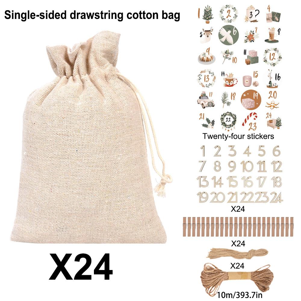 

Christmas Drawstring Bag Arrival Calendar Countdown Digital Gift Bag Christmas Set Drawstring Packaging Bag 24pcs