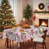 Christmas Tablecloth, Dream Pink Merry Christmas Floral Snowman House Gift, Table Cloth