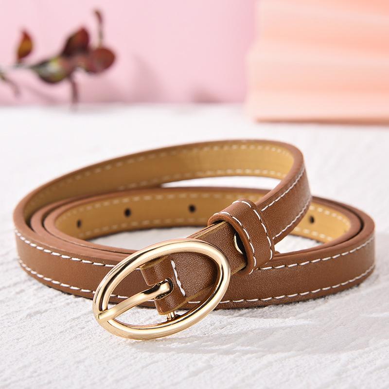 Thin Belt Women'S Design Sense Decorative Oval Pin Buckle Retro Thin Jeans Small Belt