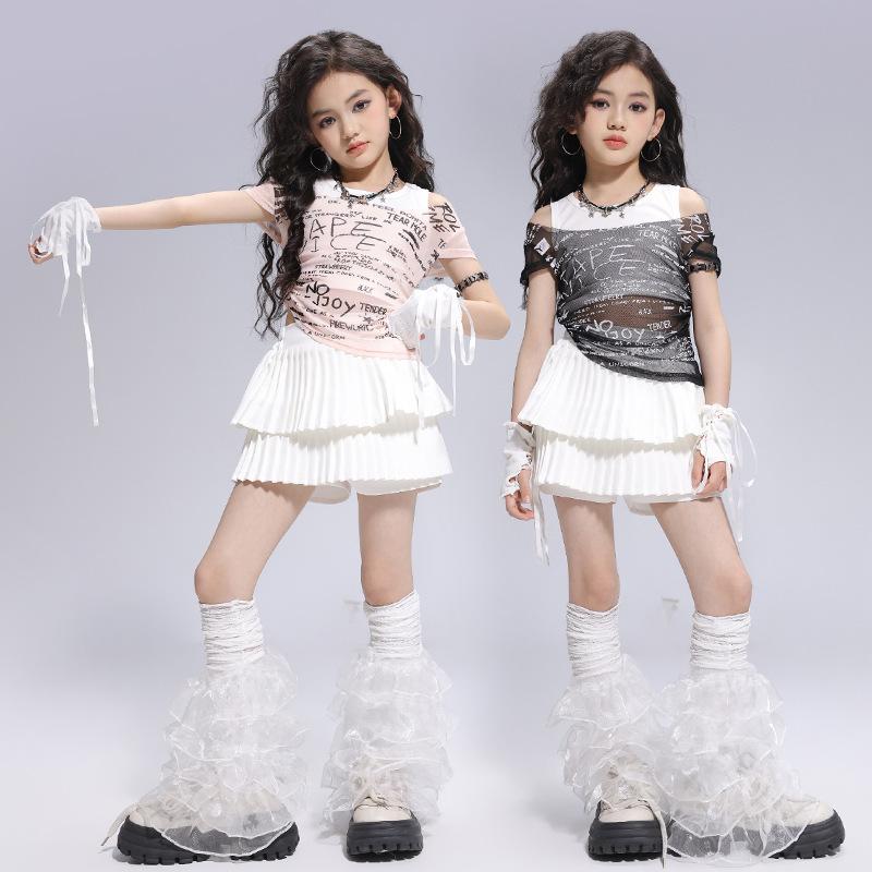 Children's Jazz Dance Costume Girls Sweet Cool Children's Catwalk JAZZ Women's Troupe Vest Girls Street Dance Costume Summer