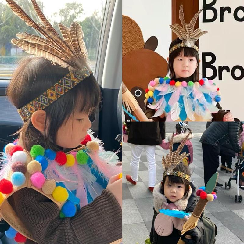 Indian Headdress Feather Headband for Children & Adults - Festival & Performance Costume