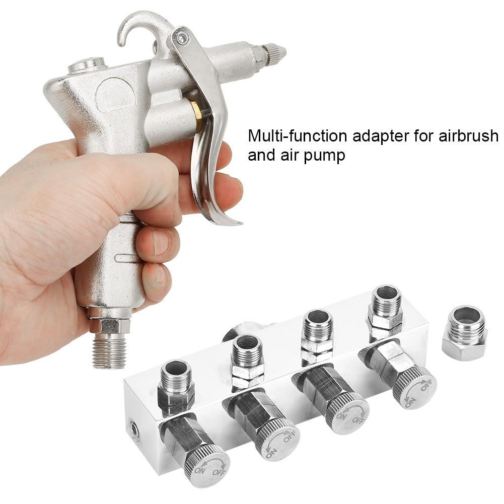 Multi Function Adjustable Aluminium Air Hose Splitter Airbrush Adapter Fitting Accessories #1