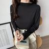 Langarm Shirt Bottom Frauen T-shirts Herbst Winter Mode Weibliche Beiläufige Dünne Hohe Elastische Mock Neck T-shirts Pullover Tops