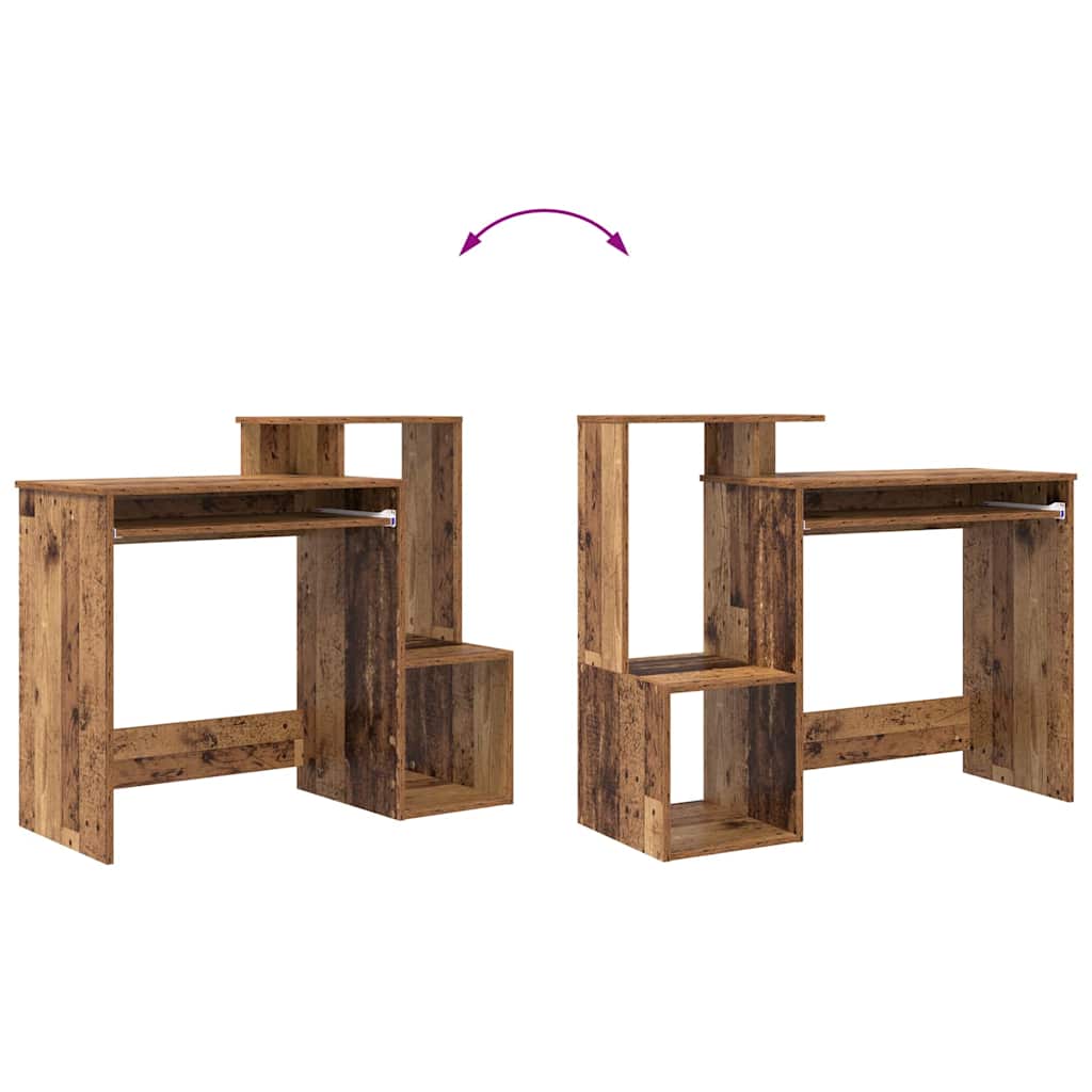 Desk with Shelf Rustic Wood Look 106 x 41 x 88.5 cm Engineered Wood