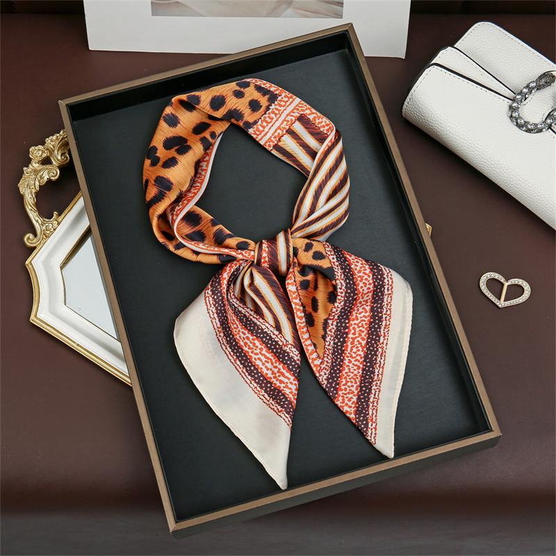 Fashion Leopard Print Silk Hairbands Scarf Women 2026 New Elagant Bandana Neck Kerchief Head Bands Foulard Female Scarfs