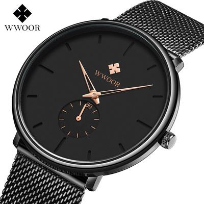 WWOOR Men's Mesh Strap Waterproof Quartz Watch Simple Style Fashion Watch