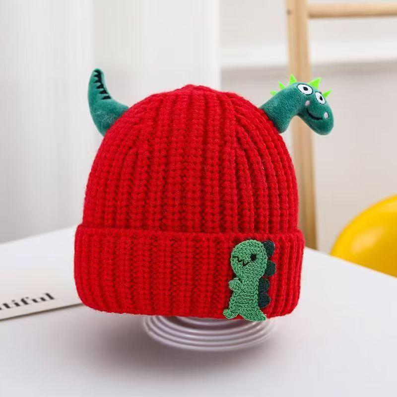 Härlig Dinosauriekäftad Stickad Ullmössa för Barn - Varm Höst/Vinter Pullover