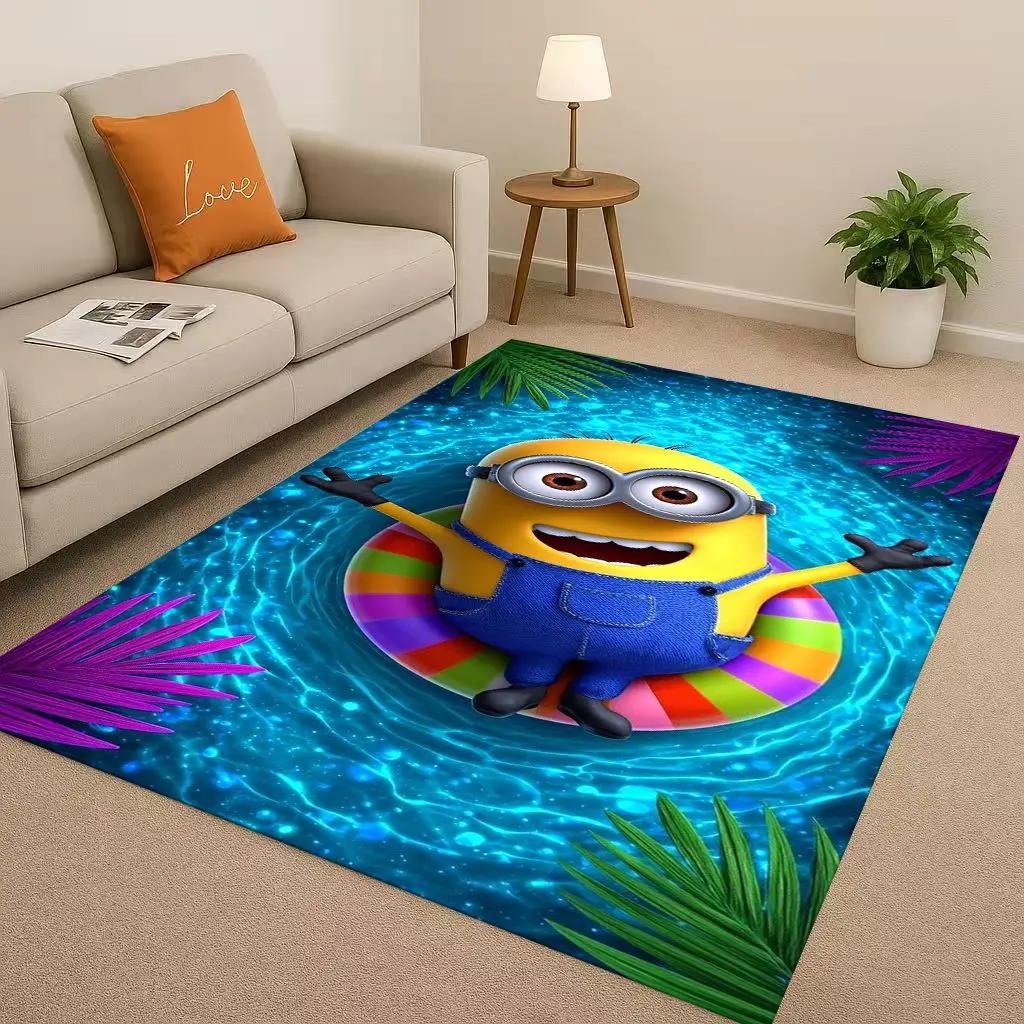 3D Cute Minions Cartoon Christmas Gift Living Room Non-Slip Area Rug Carpet for Bedroom Playroom Sofa,Home Decor Doormat