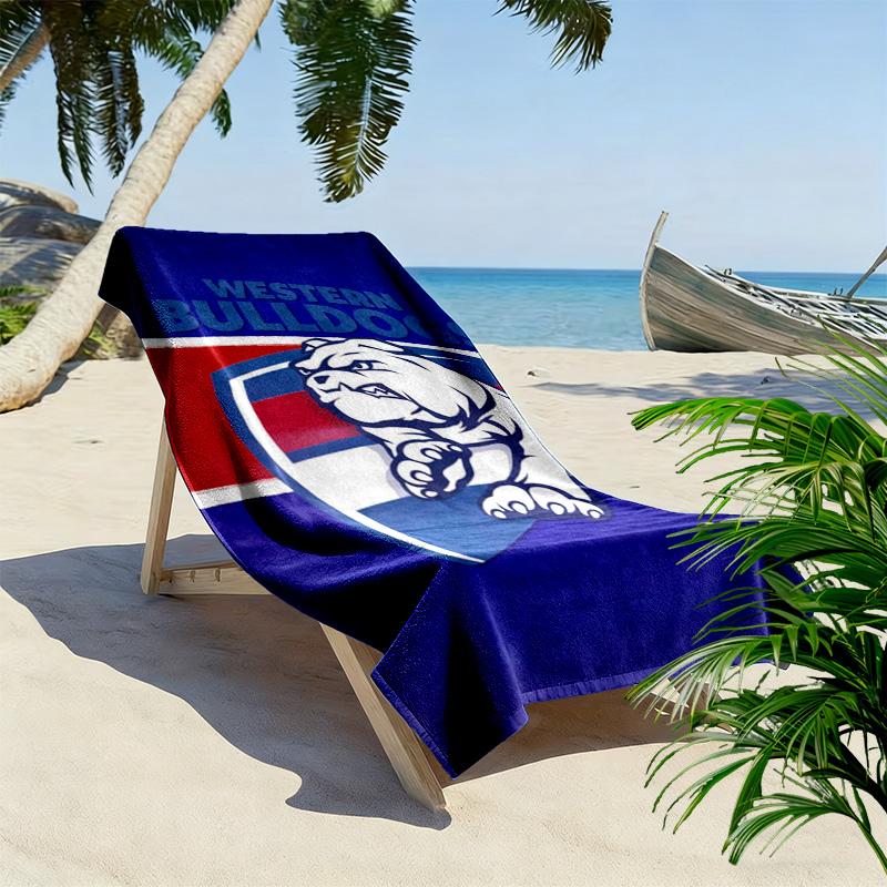 Western Bulldogs Print Beach Towel, Large Soft Quick Dry Towel for Beach Camping Swimming
