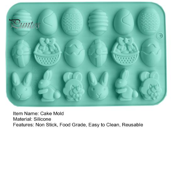 18 hålrum Hållbar matkvalitet enfärgad tårtform påskägg Kaninfestival Fest dessertframställningsform för bageri