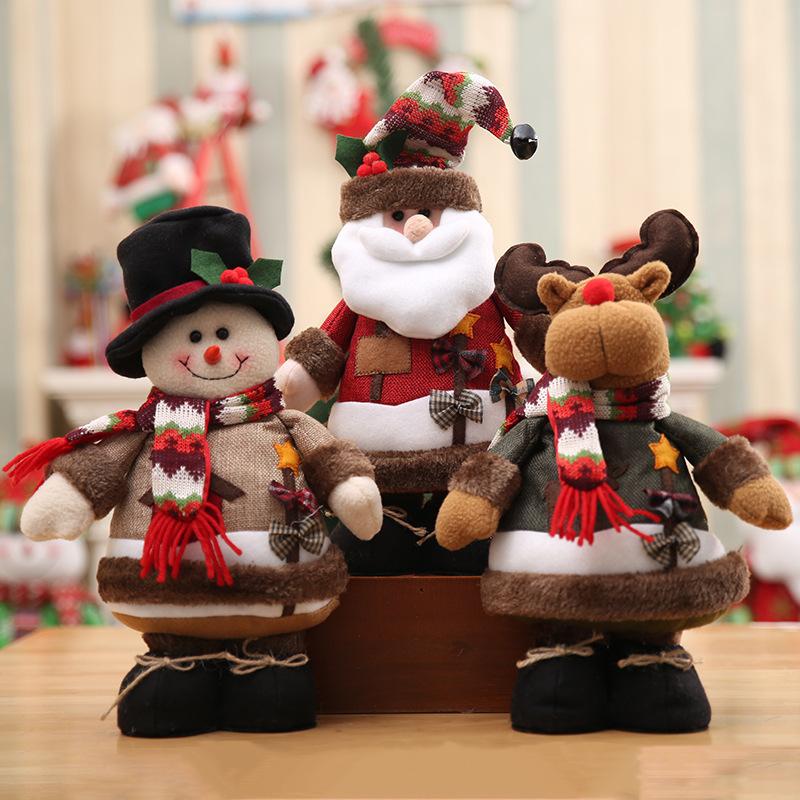 

Warm Christmas Series: Snowman, Santa Claus and Reindeer Plush Doll Set 1pc коричневый