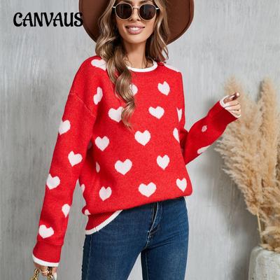 Suéter de Invierno para Mujer Amor Día de San Valentín Jersey Corazón Contraste de Color