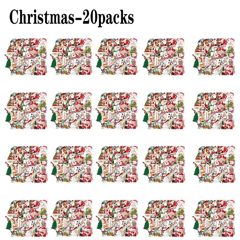 1-20Packs Christmas Stickers Waterproof Decals for DIY Skateboard Helmet Bicycle Water Bottle Holiday Gift Giving Party Supplies