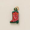 Colorful Enamel Retro Pendant with Cowboy Boots, Horseshoe, and Cross Charms in 18K Gold Copper