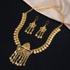 Middle East Dubai Hot Selling Jewelry Set Gold Alloy Hollow Crystal Coins Tassel Necklace Earrings Premium Sense