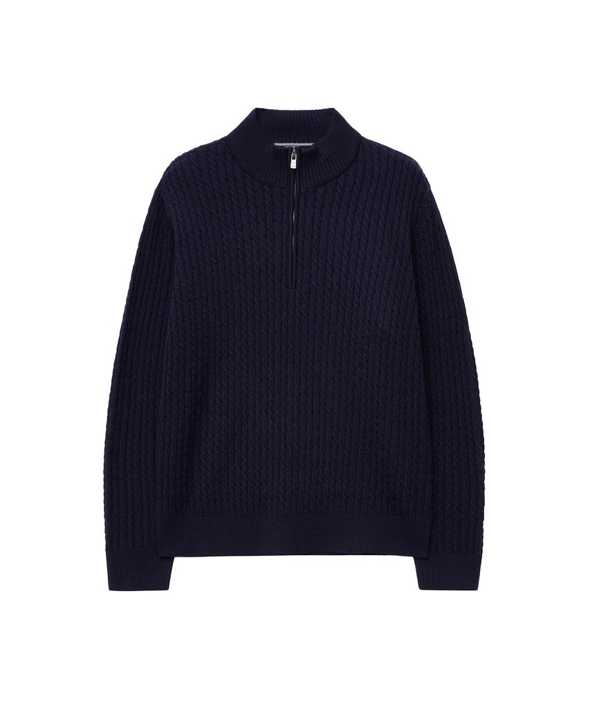 IOLO Cable Mock Neck Half Zip_Navy