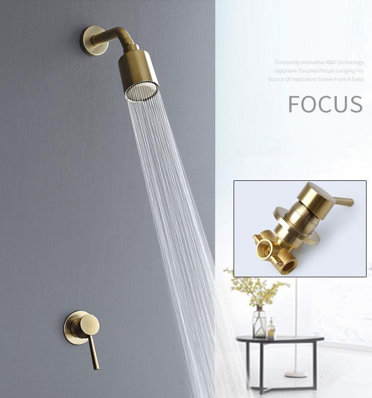 Bathroom Shower faucet set wall mounted Shower aucet set brush gold /black brass round rain fall style concealed