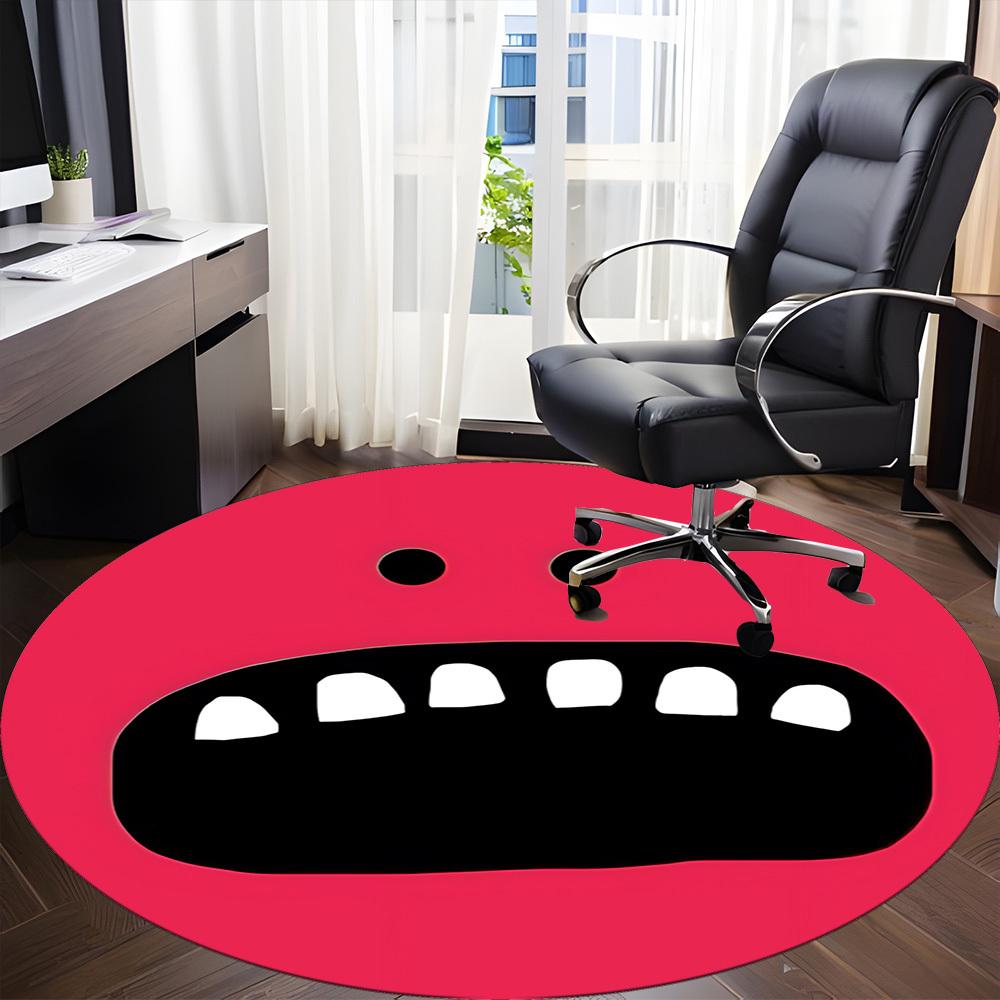 1pc Smile Teeth Office Round Area Rug, Under Office Chairs Bedroom Living Room Home Decor, Room Deco