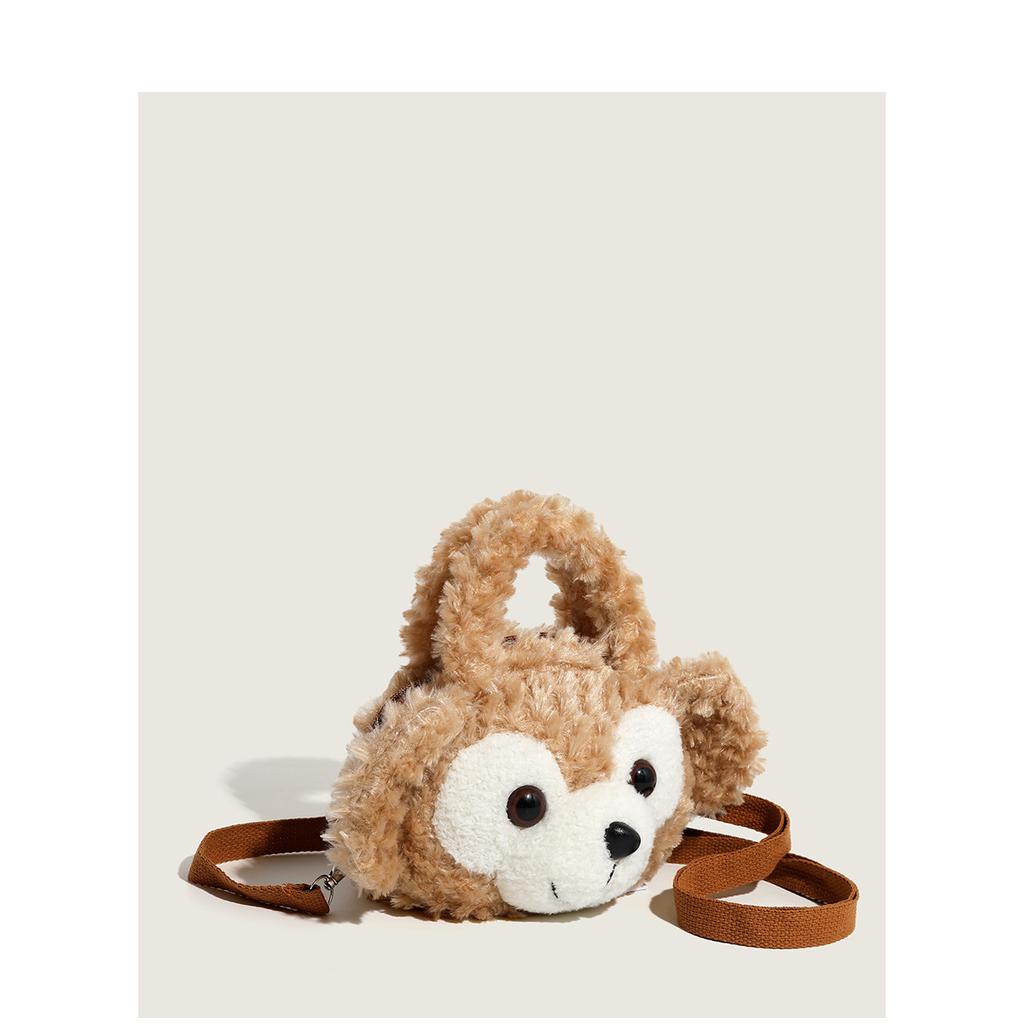 High-value cartoon cute plush bear shoulder portable messenger bag