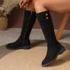 Autumn but knee boots large size suede side zipper British style thin boots women