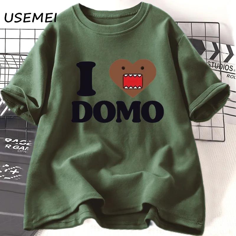 I Love Domo Kun Gesicht TShirt Cartoon Funny Graphic T Shirts Cotton Short Sleeve Tee Shirt Women Oversize Basic Tops Tee