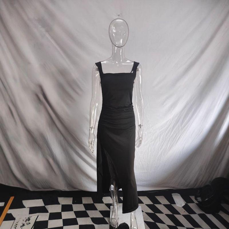 Spring New Fashion Sexy Sweet and Spicy High Slit Camisole Gown Dress Women