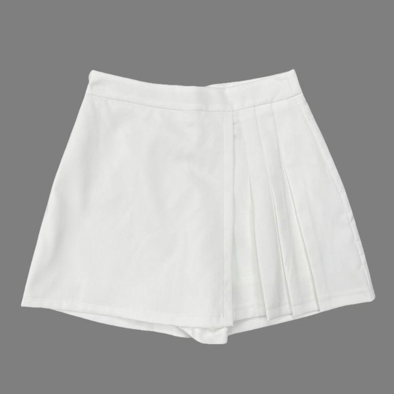 

E1036 Внешняя торговля Новая женская одежда Необычный плиссированный костюм Шорты Боковая молния Приталенный Повседневный А-силуэт Юбка-шорты White S