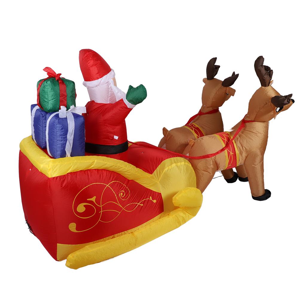 Aufblasbarer Weihnachtsmann im Schlitten mit Rentieren 7FT Polyesterfaser Weihnachten Aufblasbar für den Garten