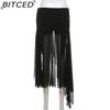 BITCED Summer Women's Solid-Color Slim-Fit Streetwear High-Waisted Asymmetric Skirt