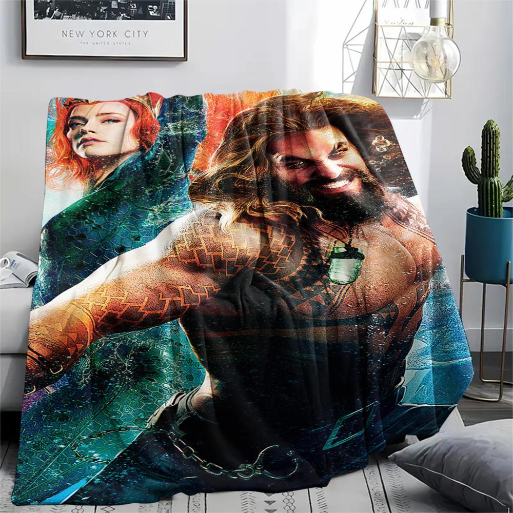 1Pc King of Ocean Print Flannel Blanket, High Quality Comfortable for All Seasons, Home Decor, Warmth and Comfort, Perfect for Gifts