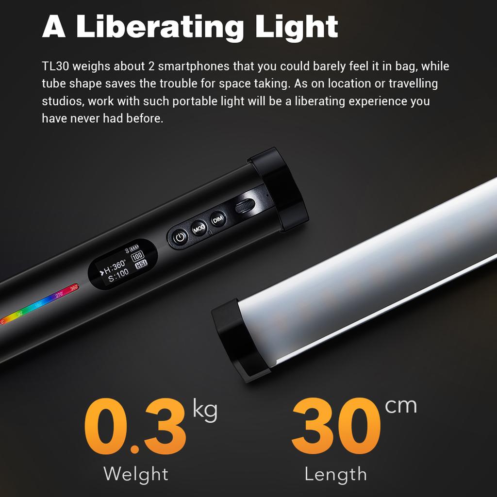 Godox TL30 Full Color RGB Tube Light Professzionális LED fényképezési fénypálca, kétszínű hőmérséklet