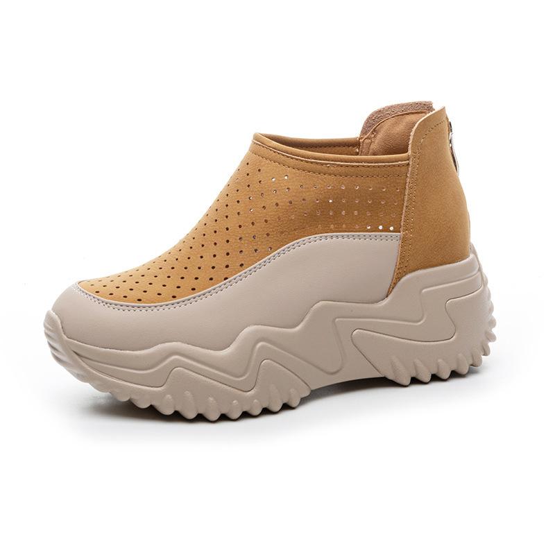 

New thicksoled heightening casual fashion breathable nonslip lowtop shoes rear zipper versatile autumn sandals women s tide 35 жёлтый