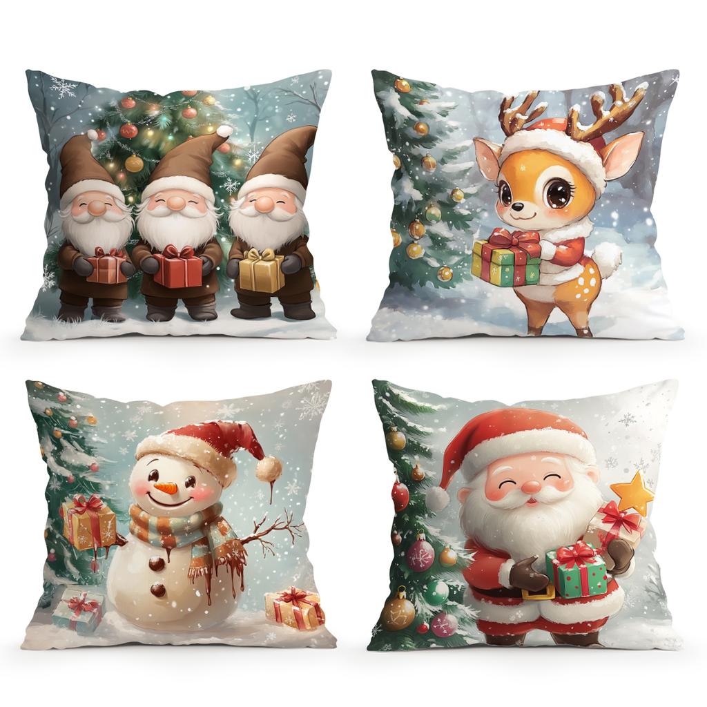 Christmas Themed Decoration Pillowcase Printed Polyester 45X45Cm Throw Pillowcover Decorative Sofa Cushion Pillowslip Home Decor