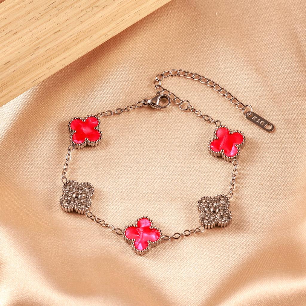 Four-leaf Clover Bracelet - Women's Luxury 18k Gold Plated Sparkling Bracelet