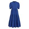 VONDA Summer Women's Ruffled Long Dress Puff Short Sleeve Button Down Solid Color Casual Loose Maxi Dresses Plus Size