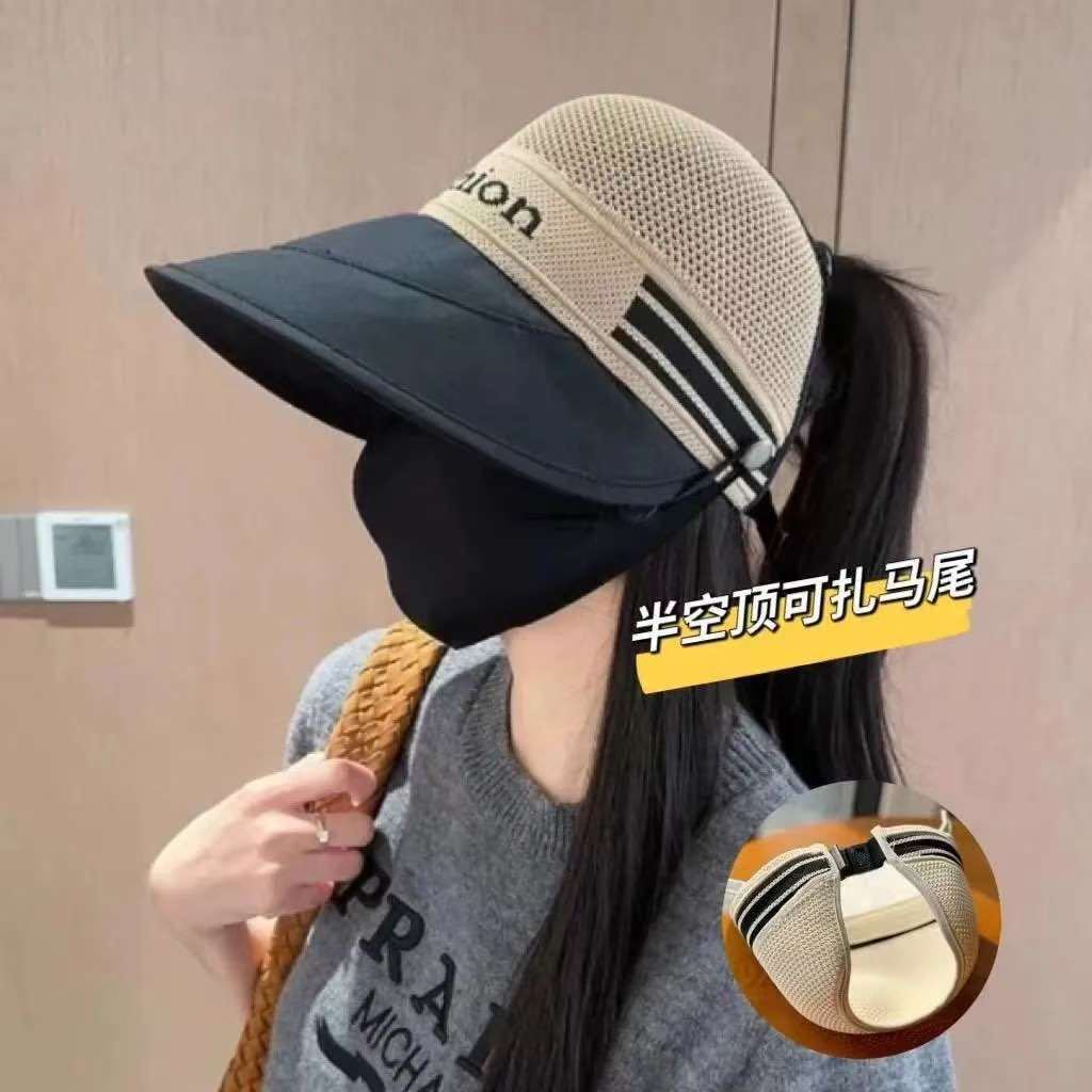 Hat Women's semi-empty top hat Hollow and breathable High value face Small Internet celebrity Sunscreen visor Women's outdoor