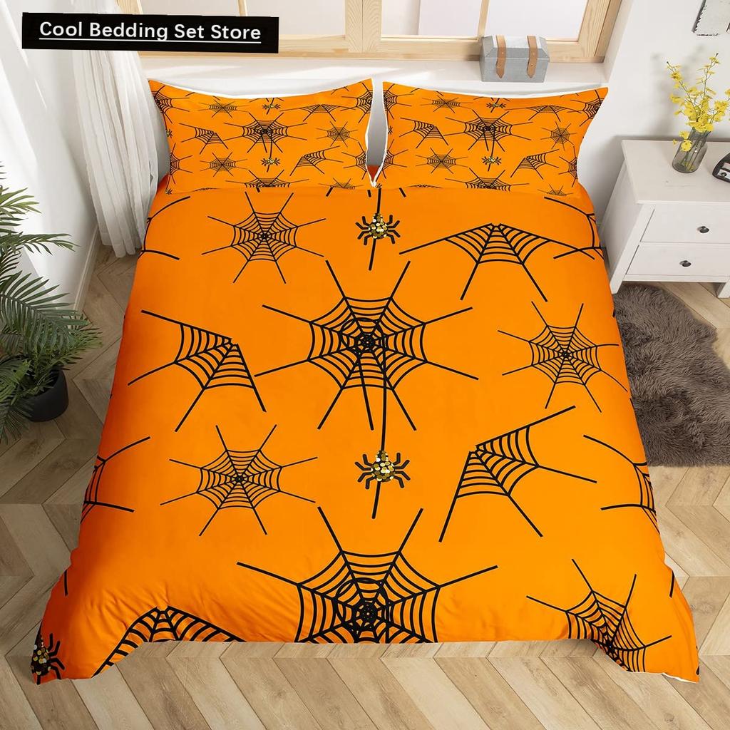 Halloween Gothic Schwarze Katze King Queen Bettbezug Glitzer Mond Bettwäsche Set Horror Gruselig Quilt Bezug Polyester Bettbezug