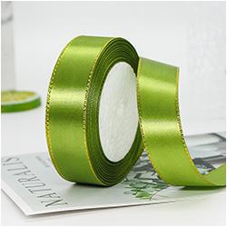 Gift Satin Ribbons Wholesaler 1inch 100% Polyester Christmas Ribbon Gold Wired Edged Satin Ribbon Roll Accept Print Logo