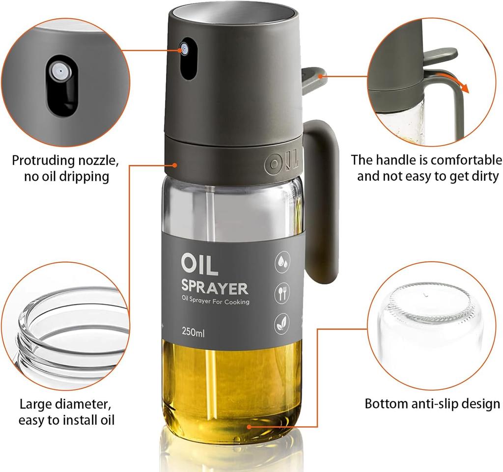 Oil Sprayer Air Fryer Kitchen Oil Spray 250 Ml Glass Oil Spray Oil Spray Oil SprayerSpray Bottle Vinegar Dispenser Baking