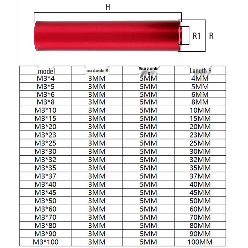 Round Aluminum Alloy Column Connector M3 Red Thread for Model Machine Rack Drone Accessories