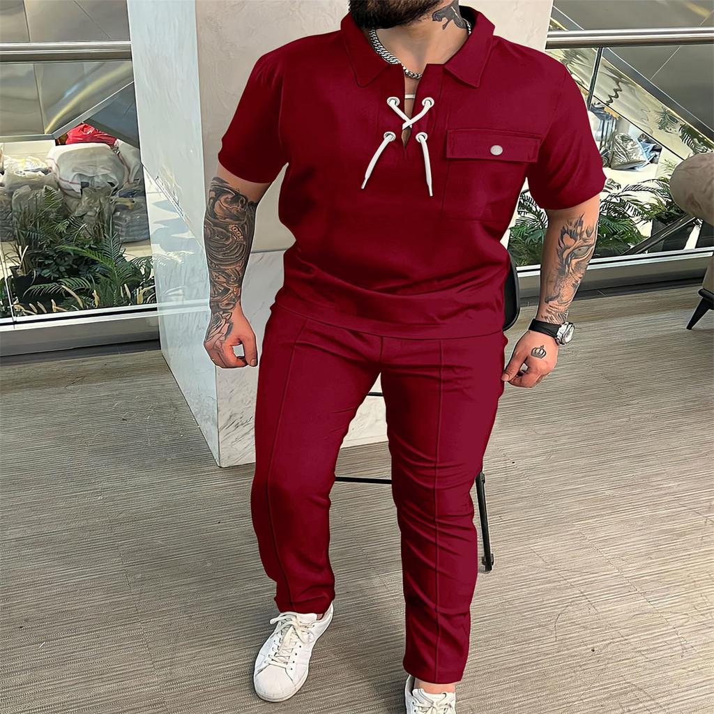 Herbst Mode männer Hemd Casual T-shirt Kurzarm Casual Hosen Hip Hop Persönlichkeit Set