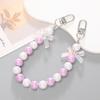 Fashion Acrylic Starry Beaded Chain Keyring Gradient Colorful Bowknot Pendant Detachable Phone Lanyard Bag Accessories