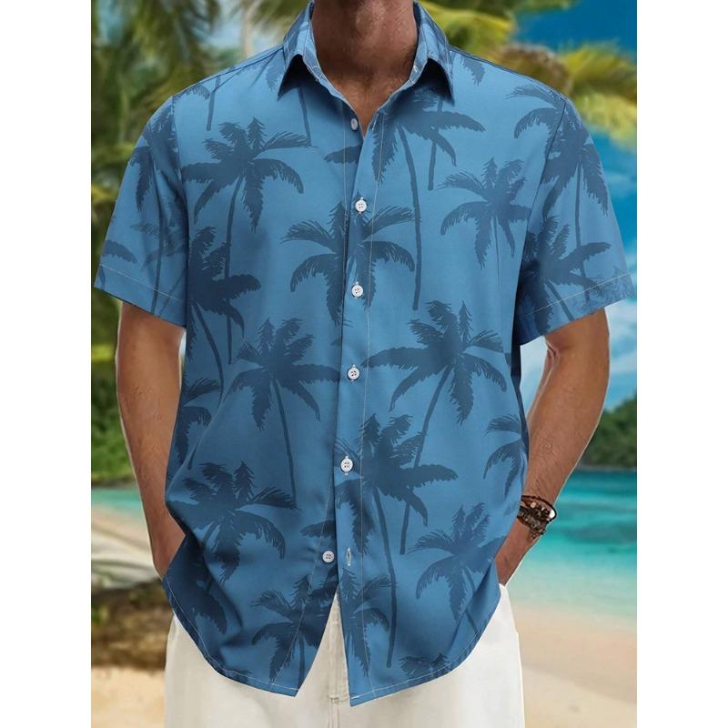 Hawaiian Print Short-sleeved Shirt Beach Party Trendy Men's Casual Shirt Summer Outdoor Everyday Men's Short-sleeved Shirt